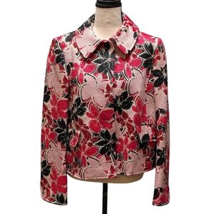 Floral Women's Jacket - Red and Black